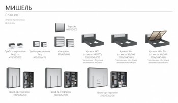 Кровать двуспальная Мишель антрацит (Имп) в Ирбите - irbit.mebel-e96.ru