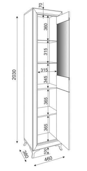 Пенал-витрина ЛЕВЫЙ Саванна М26 (Риннер) в Ирбите - irbit.mebel-e96.ru