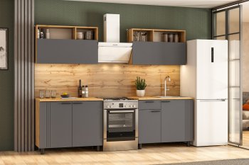 Кухонный гарнитур Монако 2000 мм графит (СВ) в Ирбите - irbit.mebel-e96.ru