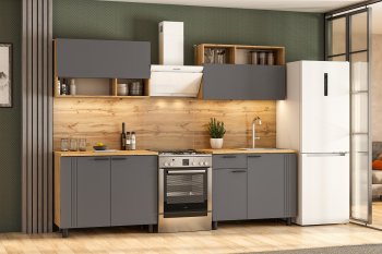 Кухонный гарнитур Монако 2000 мм графит (СВ) в Ирбите - irbit.mebel-e96.ru