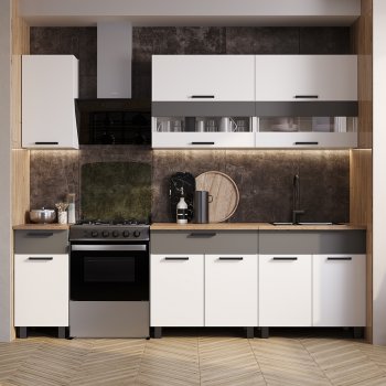 Кухонный гарнитур Монтана 2000 мм белый/графит (БТС) в Ирбите - irbit.mebel-e96.ru