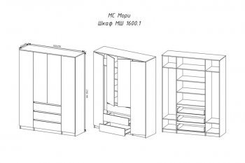 Шкаф распашной Мори 1600 мм сатин (ДСВ) в Ирбите - irbit.mebel-e96.ru