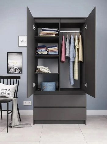 Шкаф 900 мм с антресолью Мори 900.2 графит (ДСВ) в Ирбите - irbit.mebel-e96.ru