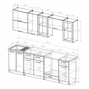 Кухонный гарнитур Ника базис 2400 мм (Герда) в Ирбите - irbit.mebel-e96.ru