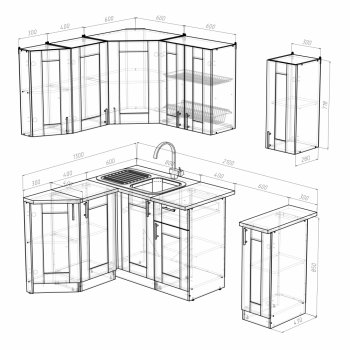 Кухонный гарнитур Ника литл 1500х1300 мм (Герда) в Ирбите - irbit.mebel-e96.ru