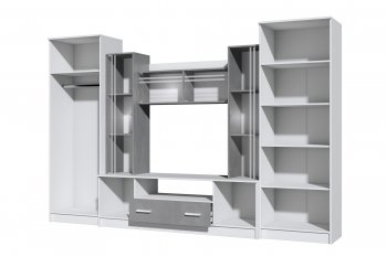 Стенка Николь-2 белый/бетонный камень(Зарон) в Ирбите - irbit.mebel-e96.ru