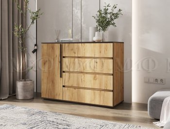 Комод 1 дверь 4 ящика (1200) Норд, дуб крафт (Миф) в Ирбите - irbit.mebel-e96.ru
