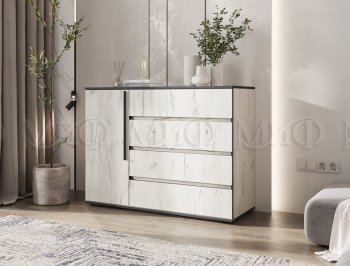 Комод 1 дверь 4 ящика (1200) Норд, крафт белый (Миф) в Ирбите - irbit.mebel-e96.ru