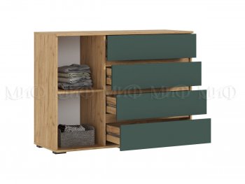Комод 1 дверь 4 ящика (1200) Норд, крафт/изумруд (Миф) в Ирбите - irbit.mebel-e96.ru