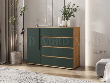 Комод 1 дверь 4 ящика (1200) Норд, крафт/изумруд (Миф) в Ирбите - irbit.mebel-e96.ru