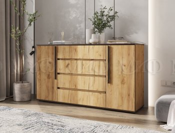 Комод 2 двери 4 ящика (1600) Норд, крафт (Миф) в Ирбите - irbit.mebel-e96.ru
