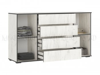 Комод 2 двери 4 ящика (1600) Норд, крафт белый (Миф) в Ирбите - irbit.mebel-e96.ru