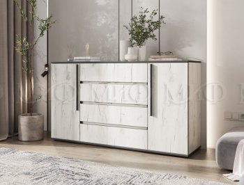 Комод 2 двери 4 ящика (1600) Норд, крафт белый (Миф) в Ирбите - irbit.mebel-e96.ru