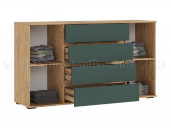 Комод 2 двери 4 ящика (1600) Норд, крафт/изумруд (Миф) в Ирбите - irbit.mebel-e96.ru