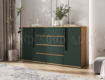 Комод 2 двери 4 ящика (1600) Норд, крафт/изумруд (Миф) в Ирбите - irbit.mebel-e96.ru