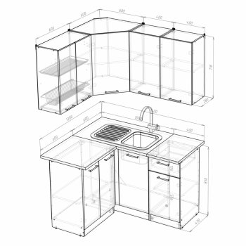 Кухонный гарнитур Ольга прайм 1 1200х1400 мм (Герда) в Ирбите - irbit.mebel-e96.ru