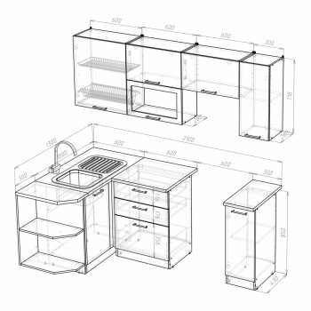 Кухонный гарнитур Ольга прайм 2 1300х2100 мм (Герда) в Ирбите - irbit.mebel-e96.ru