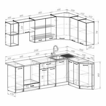 Кухонный гарнитур Ольга прайм 5 2300х1500 мм (Герда) в Ирбите - irbit.mebel-e96.ru