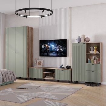 Стенка Олива комп.3 эвкалипт софт (БТС) в Ирбите - irbit.mebel-e96.ru