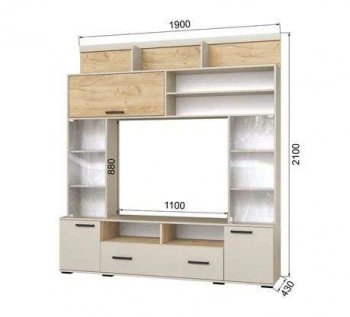 Мини-стенка ОГЦС-2 Оскар-18 кашемир/крафт (Текс) в Ирбите - irbit.mebel-e96.ru