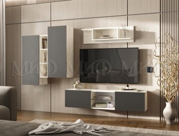 Стенка Оскар крафт белый/графит (Миф) в Ирбите - irbit.mebel-e96.ru