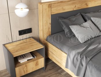 Кровать парящая Остин крафт/графит (Миф) в Ирбите - irbit.mebel-e96.ru
