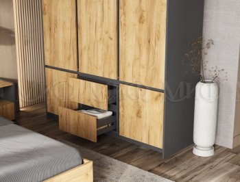 Спальный гарнитур Остин крафт/графит, модульный (Миф) в Ирбите - irbit.mebel-e96.ru