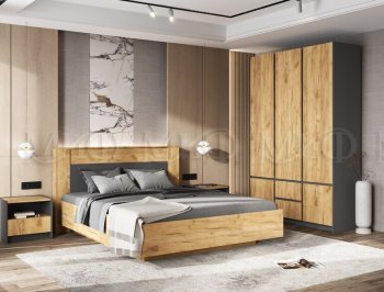 Спальный гарнитур Остин крафт/графит, модульный (Миф) в Ирбите - irbit.mebel-e96.ru