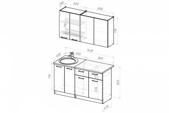 Кухонный гарнитур Паола медиум 1400 мм (Герда) в Ирбите - irbit.mebel-e96.ru