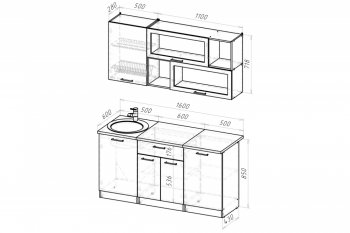 Кухонный гарнитур Паола стандарт 1600 мм (Герда) в Ирбите - irbit.mebel-e96.ru