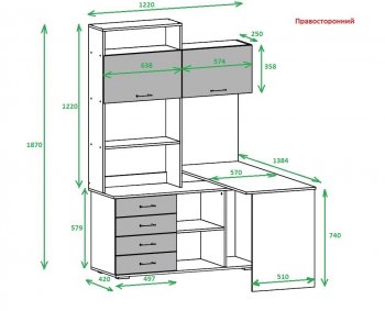 Компьютерный стол ПКС-11 правый сонома (Памир) в Ирбите - irbit.mebel-e96.ru