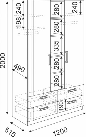 Шкаф 3-х секционный Волкер М2 (Риннер) в Ирбите - irbit.mebel-e96.ru