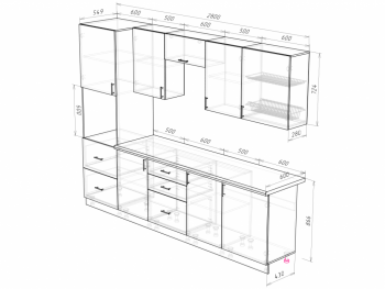 Кухонный гарнитур 2800 мм Прованс с карнизом (Росток) в Ирбите - irbit.mebel-e96.ru