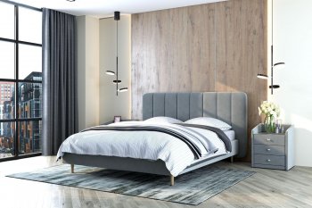 Кровать двуспальная Рино светло-серый (БМ) в Ирбите - irbit.mebel-e96.ru