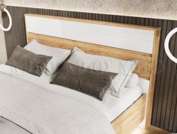 Кровать парящая Роджина с подсветкой, крафт/белый (Миф) в Ирбите - irbit.mebel-e96.ru