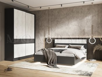 Кровать парящая с ПМ Роджина графит/крафт белый (Миф) в Ирбите - irbit.mebel-e96.ru