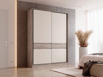 Шкаф-купе 1800 мм Роджина крафт серый/кашемир (Миф) в Ирбите - irbit.mebel-e96.ru | фото