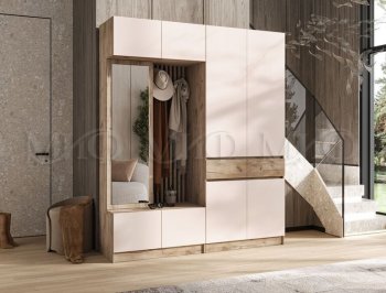 Прихожая Роджина крафт серый/кашемир, модульная (Миф) в Ирбите - irbit.mebel-e96.ru