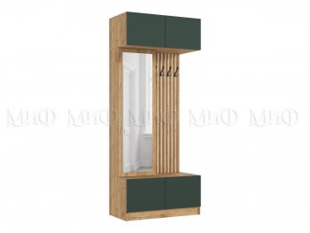 Прихожая Роджина крафт/изумруд, модульная (Миф) в Ирбите - irbit.mebel-e96.ru
