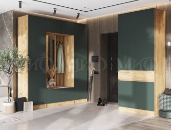 Прихожая Роджина крафт/изумруд, модульная (Миф) в Ирбите - irbit.mebel-e96.ru