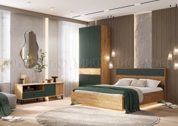 Спальный гарнитур Роджина крафт/изумрудный, модульный (Миф) в Ирбите - irbit.mebel-e96.ru