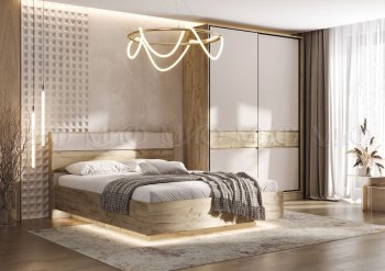 Спальный гарнитур Роджина крафт серый/кашемир, модульный (Миф) в Ирбите - irbit.mebel-e96.ru