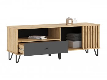 Тумба ТВ (1500) Роджина крафт/графит (Миф) в Ирбите - irbit.mebel-e96.ru