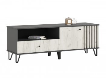 Тумба ТВ (1500) Роджина крафт белый/графит (Миф) в Ирбите - irbit.mebel-e96.ru