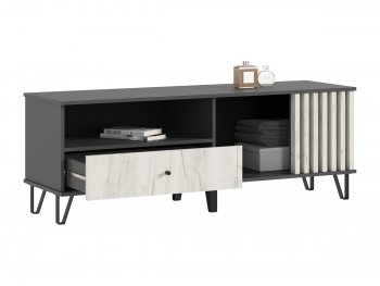 Тумба ТВ (1500) Роджина крафт белый/графит (Миф) в Ирбите - irbit.mebel-e96.ru