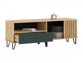 Тумба ТВ (1500) Роджина крафт/изумрудный (Миф) в Ирбите - irbit.mebel-e96.ru