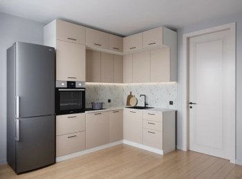 Кухонный гарнитур угловой Шампань 2200*1700 мм (Санвут) в Ирбите - irbit.mebel-e96.ru