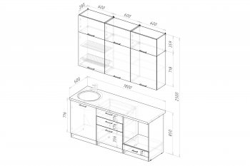 Кухонный гарнитур Шелли макси 1800 мм (Герда) в Ирбите - irbit.mebel-e96.ru