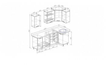Угловой кухонный гарнитур Жемчуг 2200*1000 мм в Ирбите - irbit.mebel-e96.ru