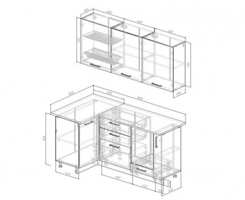 Угловой кухонный гарнитур Санторини МДФ 1800х1000 мм в Ирбите - irbit.mebel-e96.ru